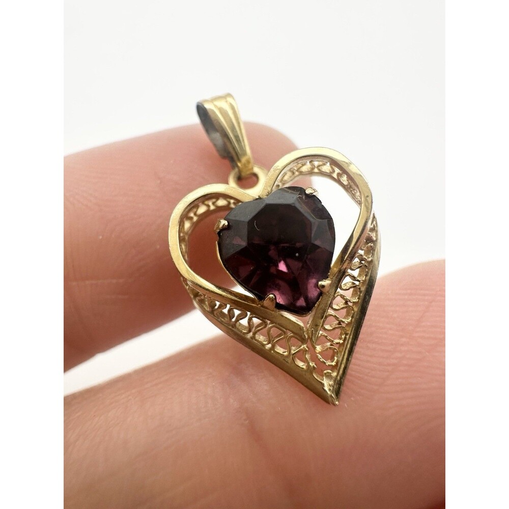 Vintage 12k Gold Filled Filigree Heart Pendant